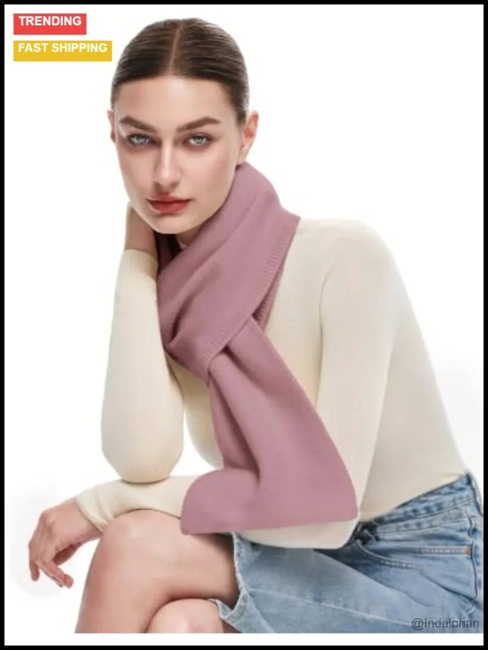 100% Wool Chunky Pull Through Scarf with Slip-through Loop, Gift Box, Winter